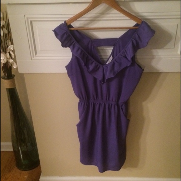 Adorable Flutter Sleeve Dress w/ Pockets - purple