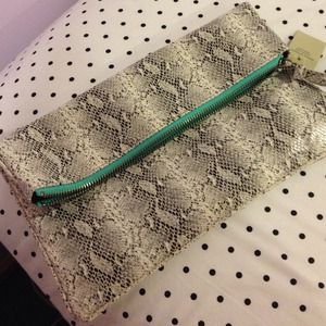 Faux snakeskin clutch
