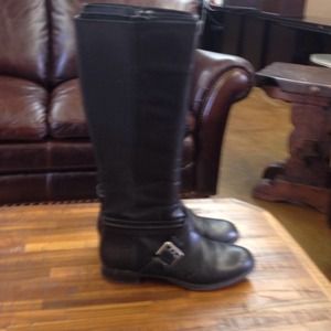 Black leather boots