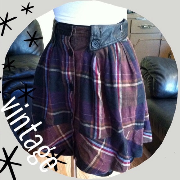 High waist Vintage plaid skirt