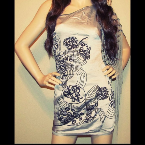 Grey on shoulder fringe mini M - Picture 3 of 4