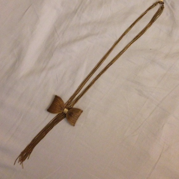 Madewell long bow necklace in gold