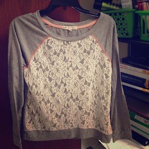 sweater with lace on front