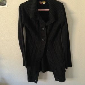 Black cable knit cardigan