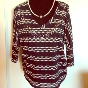 Navy and white blouse