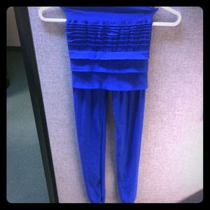 Royal blue leggings with attached skirt