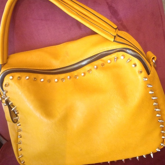Handbags - SUNNY YELLOW PURSE WITH EDGY STUDS