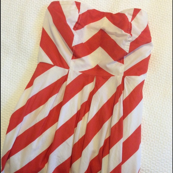 Annabella brand orange and white striped dress.