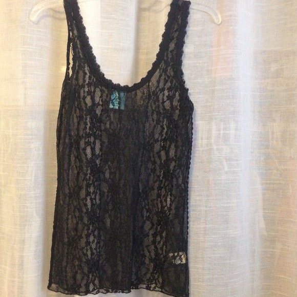 Black see through lace tank