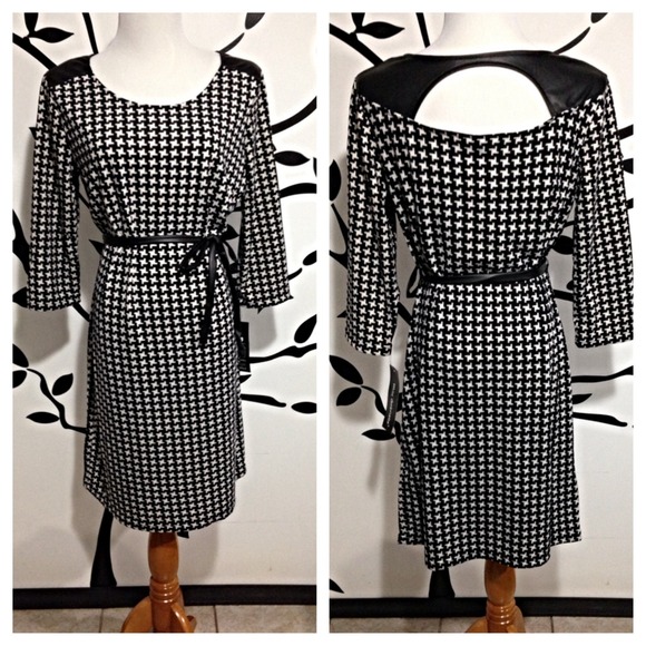 Dresses & Skirts - Houndstooth Dress w/Faux Leather