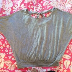 Heather gray dolman cross-back top