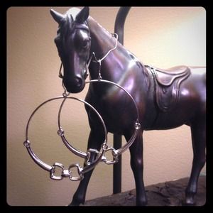 Equestrian themed silver hoops!!!