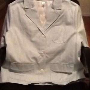 Striped Teal & White Blazer.