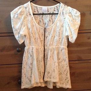 LOLA by BCBG Lace Zip Front Top