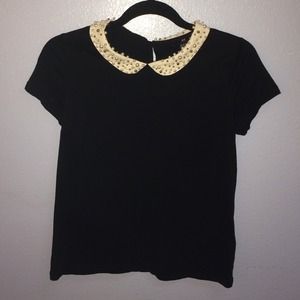 Black H&M Shirt With Pearl Collar
