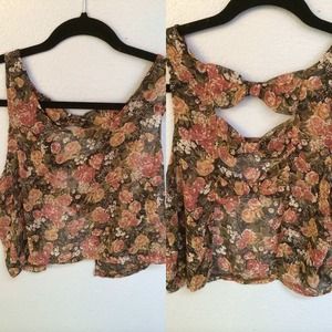 Brandy Melville Cropped Floral Bow Back Tank