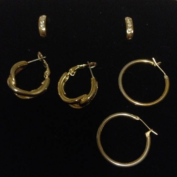 Goldtone Petite Hoop Earrings set of 3