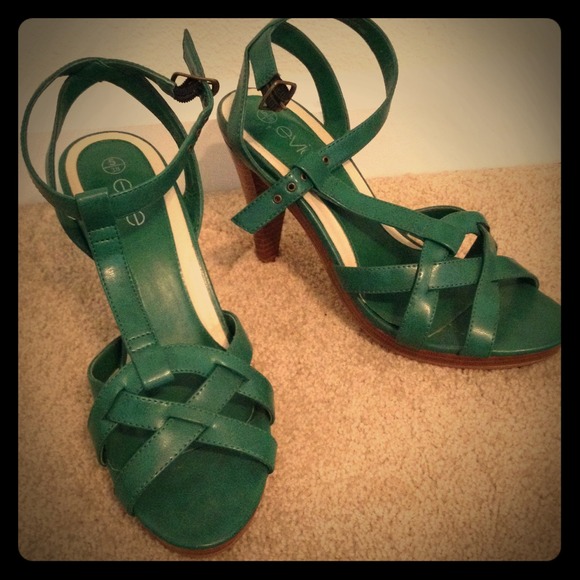 Green strappy heels