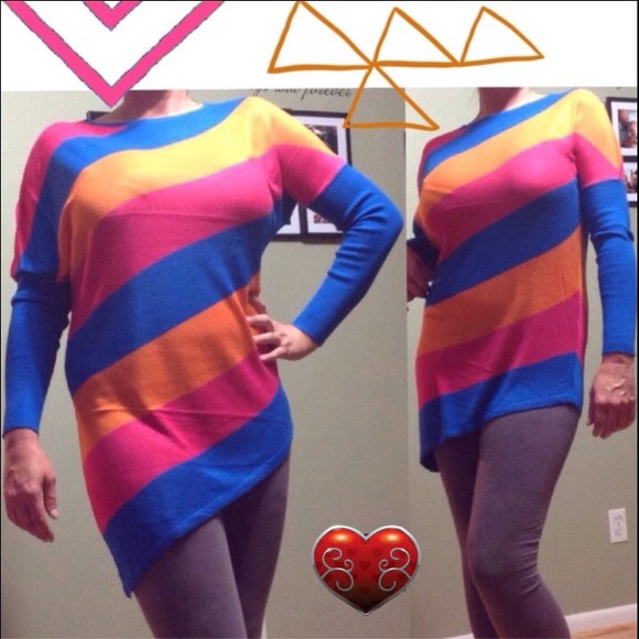❌BUNDLED❌S/M Bright striped asymmetrical sweater - Picture 3 of 3