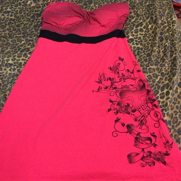 Fox red strapless summer dress