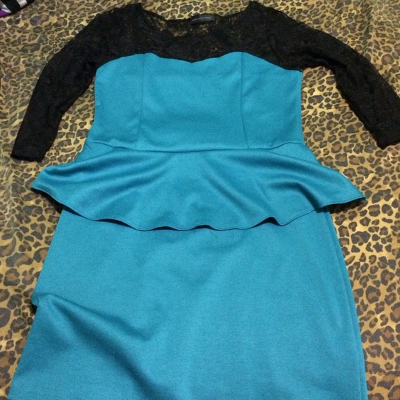 Teal and black dress