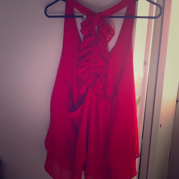 Ruffle racer back tank top