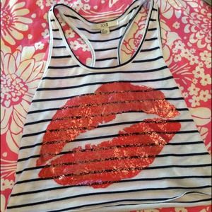 Navy stripe crop top