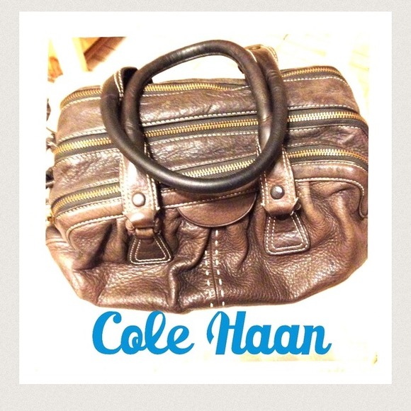 Huge Drop!πCole Haan Brown Leather Satchel Bag - Picture 2 of 3