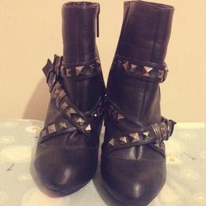 Black studded booties