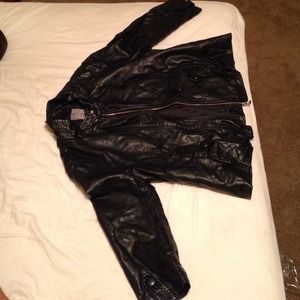Faux leather jacket.