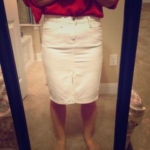 White Denim Mini Skirt