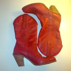 Jessica Simpson red cowboy boots