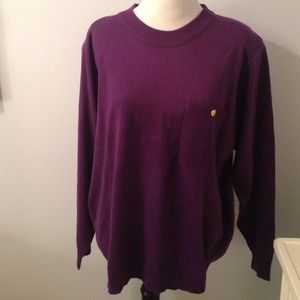 Deep purple sweater with gold button pocket