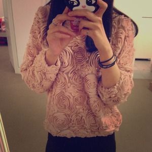 American Apparel Inspired pink flower blouse