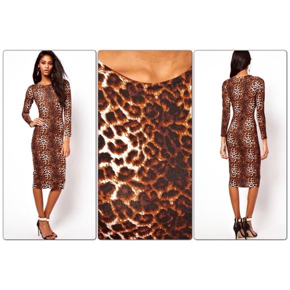 Long Sleeve Leopard print Bodycon dress