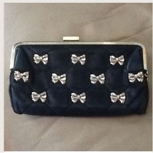Vintage Betsey Johnson Leather Gold Bow Clutch