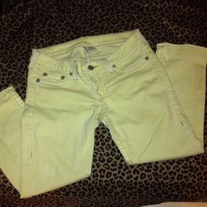 Canary yellow cropped true religion jeans