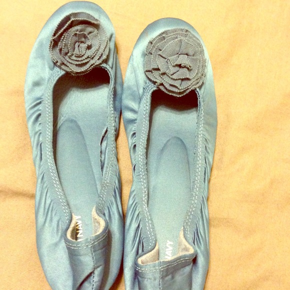 Blue satin ballet flats