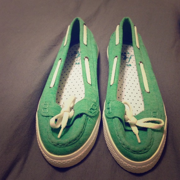 Green cotton Zara flats