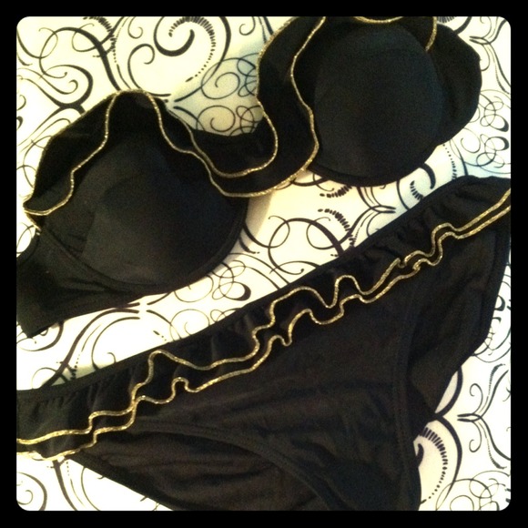 Sexy Black and Gold Strapless bikini! Target brand
