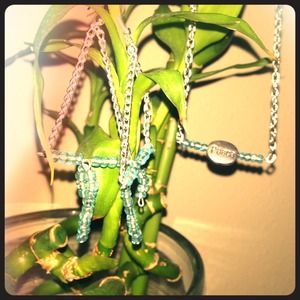 NEW!! Blue necklace set with cute earrings "peace"