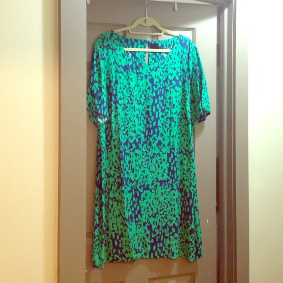 ASOS green and blue cheetah pattern dress