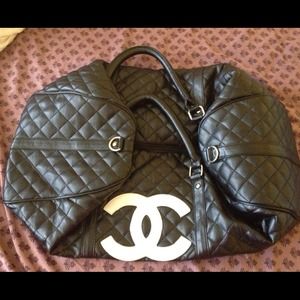 Large Black Quilted Duffle Bag