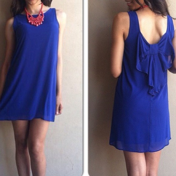 Royal blue dress, bow in the back Size 10