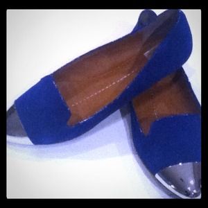 Cobalt Blue Suede with Silver metallic-tip Flats