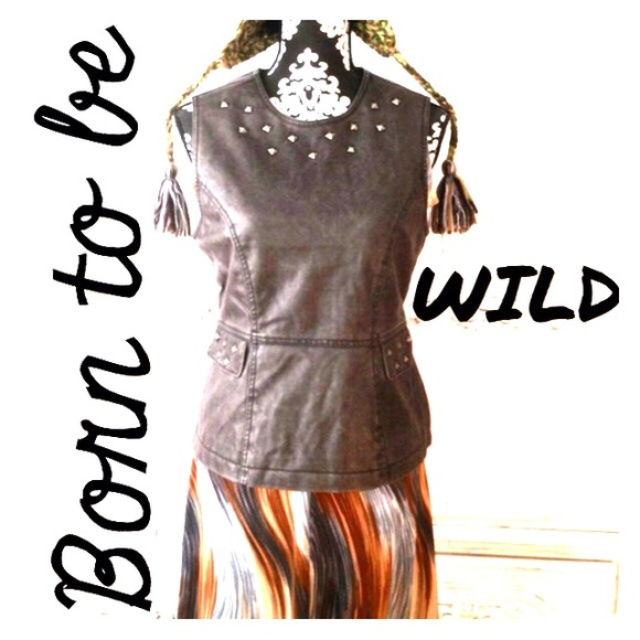 Dollhouse studded Vegan Leatherette Moto Vest