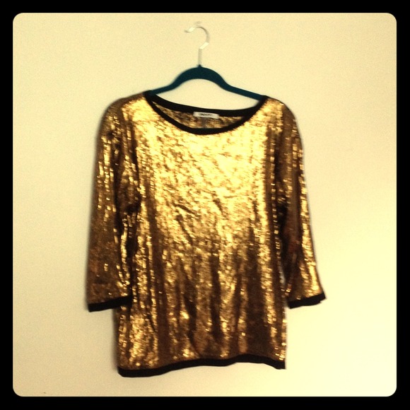 Gold sequin DKNY blouse. Size small