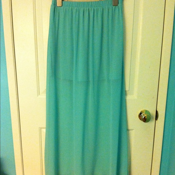 Forever 21 Dresses & Skirts - Mint long skirt with sheer bottom