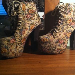 Jeffrey Campbell Inspired Floral Print Booties