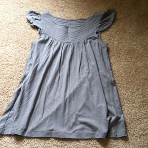 Gray Baby Doll Shirt with Cap Sleeves